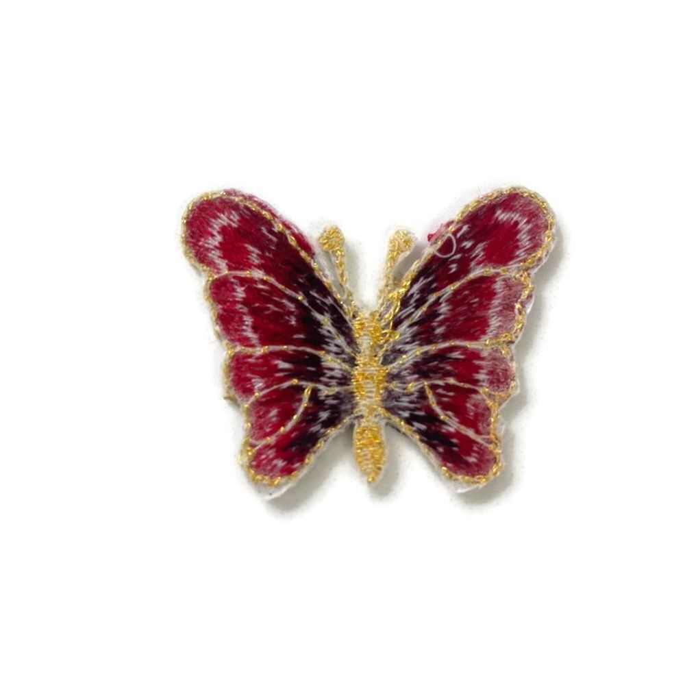 Small Red Butterfly Embroidered Patch - Picture 2 of 4